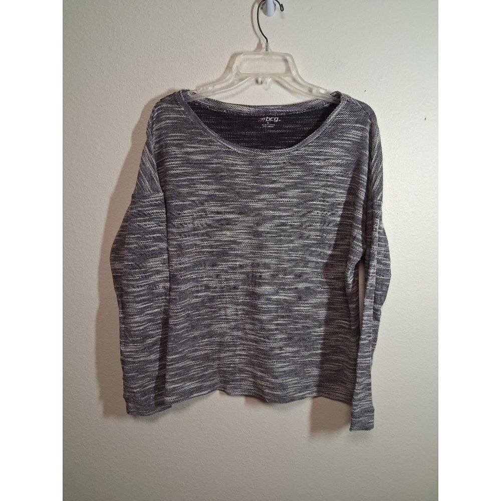 BCG Casual Sweater Top Long Sleeve Activewear Knit Athletic Gray Womens Sz Large